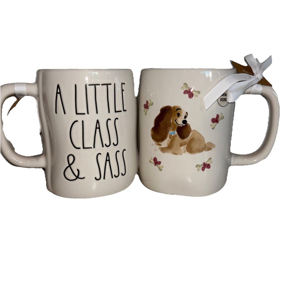 Rae Dunn Disney Lady and the Tramp "A Little Class & Sass" Lady Coffee Mug NEW